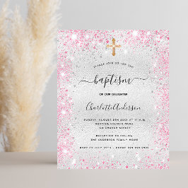 Baptisme zilveren roze meisje glitter budget uitno