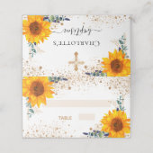 Baptisme zonnebloem Eucalyptus goudglitter Plaatskaartje (Buitenkant ongevouwen)