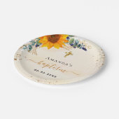 Baptisme zonnebloemen eucalyptus glitter modern papieren bordje (Gekanteld)