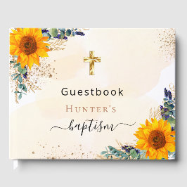 Baptisme zonnebloemen Eucalyptus greenery foto Gastenboek