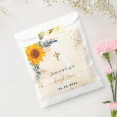 Baptisme zonnebloemen eucalyptusgroene glitter bedankzakje (Gezegeld)