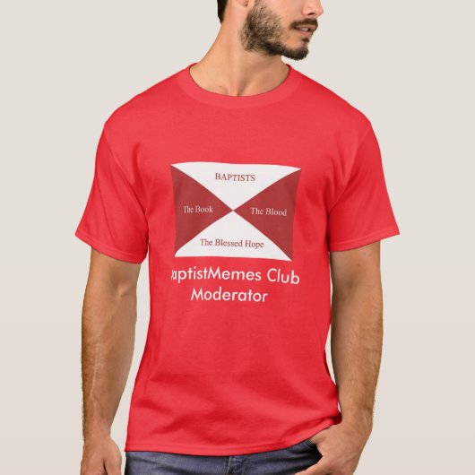 Baptist Memes Club: Moderator (donker) T-shirt (Voorkant)