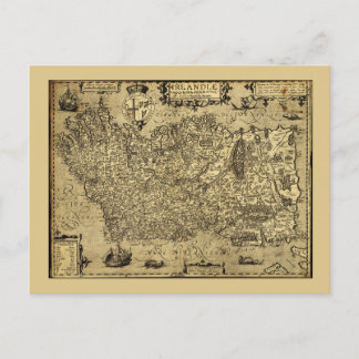 Baptista Boazio's Irlandiæ Ireland Map circa 1606 Briefkaart