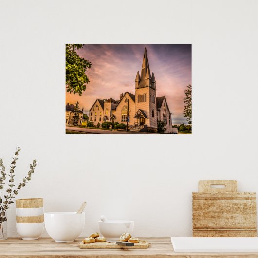 Baptistische kerk van Windsor, Nova Scotia HDR. Poster (Keuken)