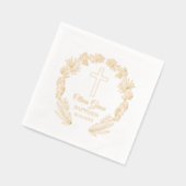 Baptized Floral Cross Religious Event  Folie Servetten (Links)