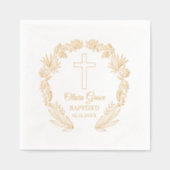 Baptized Floral Cross Religious Event  Folie Servetten (Voorkant)