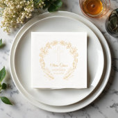 Baptized Floral Cross Religious Event  Folie Servetten
