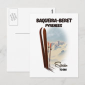 Baqueira-Beret Spanje ski-poster. Briefkaart (Voorkant / Achterkant)