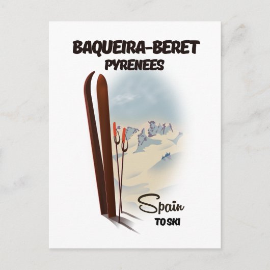Baqueira-Beret Spanje ski-poster. Briefkaart (Voorkant)