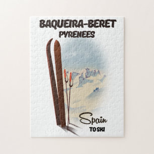 Baqueira-Beret Spanje ski-poster. Legpuzzel