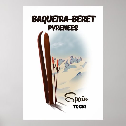 Baqueira-Beret Spanje ski-poster. Poster (Voorkant)