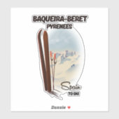 Baqueira-Beret Spanje ski-poster. Sticker (Vel)