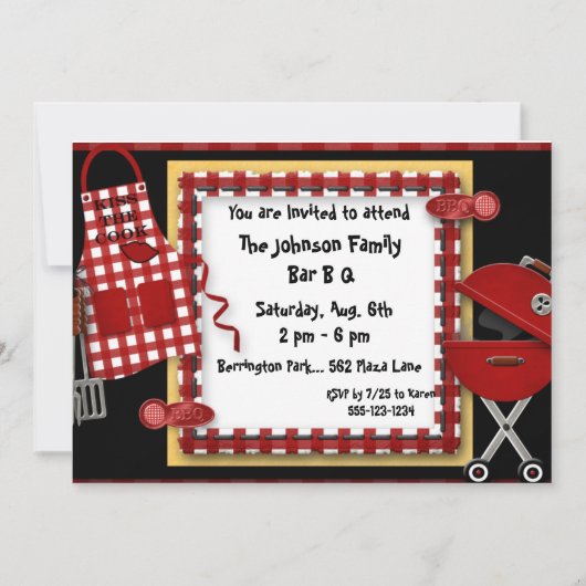Bar B Q Picnic Party Uitnodigingen Aankondiging (Voorkant)
