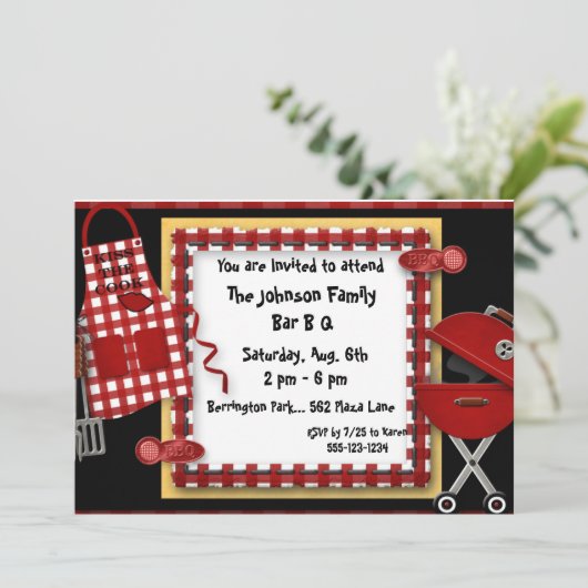 Bar B Q Picnic Party Uitnodigingen Aankondiging (Staand voorkant)