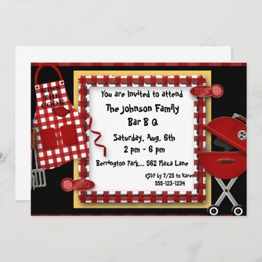 Bar B Q Picnic Party Uitnodigingen Aankondiging (Voorkant / Achterkant)
