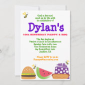 Bar-B-Que Birthday Bumble Bee Party Invitation Kaart (Voorkant)