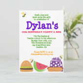 Bar-B-Que Birthday Bumble Bee Party Invitation Kaart (Staand voorkant)