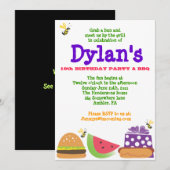 Bar-B-Que Birthday Bumble Bee Party Invitation Kaart (Voorkant / Achterkant)
