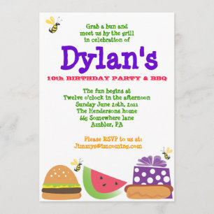 Bar-B-Que Birthday Bumble Bee Party Invitation Kaart