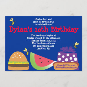 Bar-B-Que Birthday Bumble Bee Party Invitation Kaart