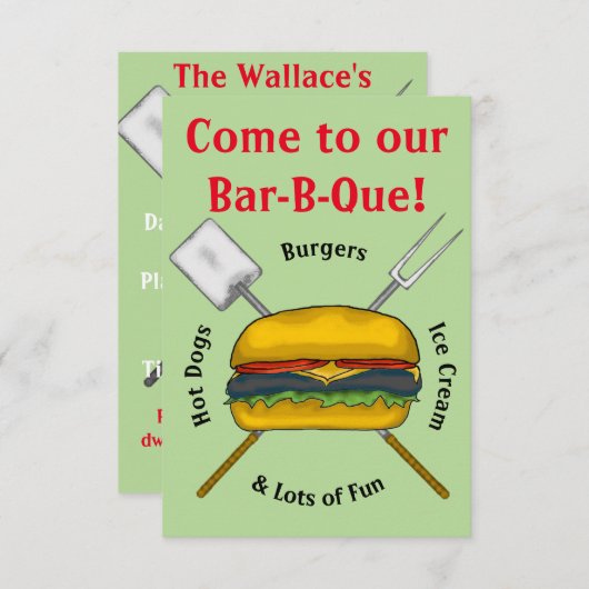 Bar-B-Que partijuitnodiging Kaart (Voorkant / Achterkant)