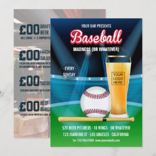 Bar Baseball Evenement Promotie Menu foto en logo Kaart