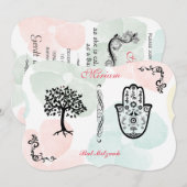 Bar Bat Bnai Hamsa - boom van de uitnodiging van L (Voorkant / Achterkant)