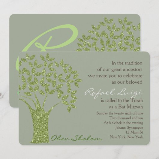 Bar Bat Bnai Tree of Life Mitzvah Invitation Kaart (Voorkant / Achterkant)