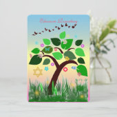 Bar Bat Bnai Tree of Life Mitzvah Invitation Kaart (Staand voorkant)