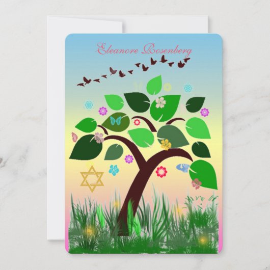 Bar Bat Bnai Tree of Life Mitzvah Invitation Kaart (Voorkant)