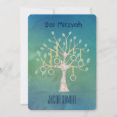 Bar Bat Bnai Tree of Life Mitzvah Waterverf Blue Kaart (Voorkant)