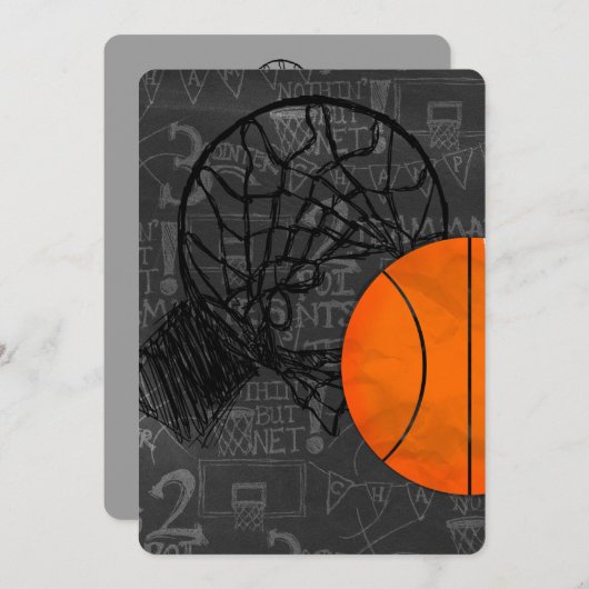 Bar Bat Mitswa Uitnodiging Basketbal Thema (Voorkant / Achterkant)