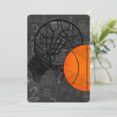 Bar Bat Mitswa Uitnodiging Basketbal Thema (Staand voorkant)