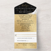 Bar Bat Mitzvah All in One Invitation Elegant Gold All In One Uitnodiging (Binnen)