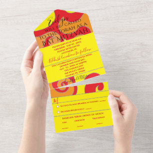 Bar Bat Mitzvah All n One Invitation Glitter Swirl All In One Uitnodiging