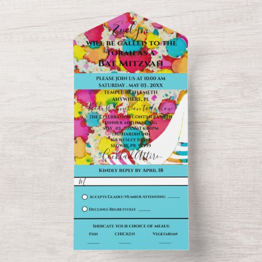 Bar Bat Mitzvah Alle n 1 Uitnodiging Confetti Tall (Binnen)