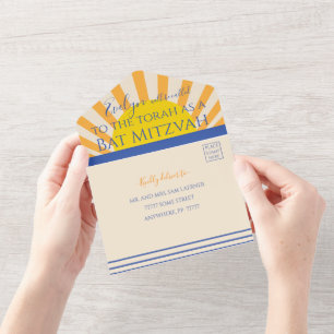 Bar Bat Mitzvah allen in één nodigingsrondjes All In One Uitnodiging
