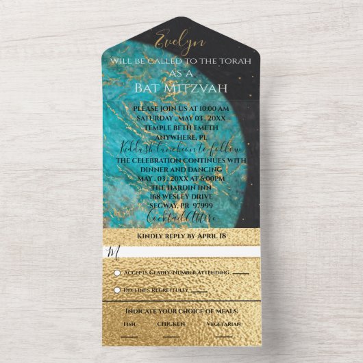 Bar Bat Mitzvah allen in één Uitnodiging Buitenrui (Binnen)