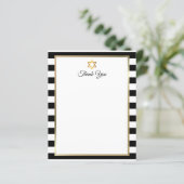 Bar Bat Mitzvah Black White Stripe Thank You Note (Staand voorkant)