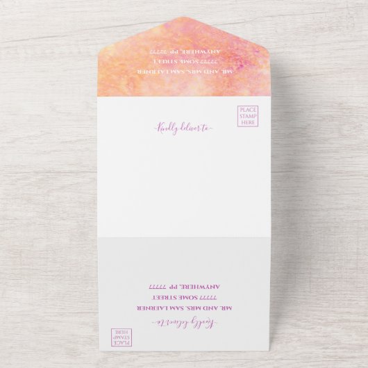 Bar Bat Mitzvah Bloemig Subtiel All In One Uitnodiging (Buitenkant)