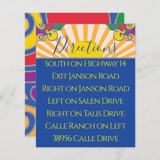 Bar Bat Mitzvah Enclosure/Direction Card Swirls (Voorkant / Achterkant)