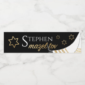 Bar Bat Mitzvah Gold Stars Waterfles Label Etiket