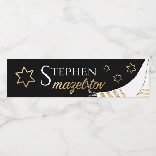 Bar Bat Mitzvah Gold Stars Waterfles Label Etiket (Enkel label)