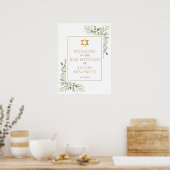 Bar Bat Mitzvah Greenery Welkomstbord Poster (Keuken)