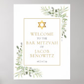 Bar Bat Mitzvah Greenery Welkomstbord Poster (Voorkant)