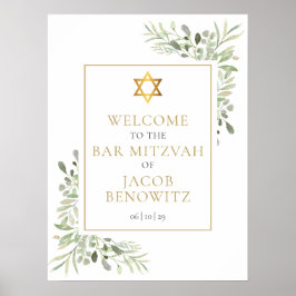 Bar Bat Mitzvah Greenery Welkomstbord Poster