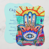 Bar Bat Mitzvah Hamsa Uitnodiging (Voorkant / Achterkant)