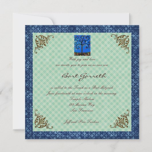 Bar Bat Mitzvah Invitaties Kaart (Voorkant)