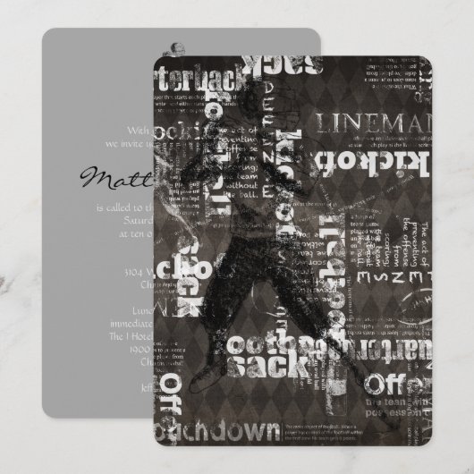 Bar Bat Mitzvah Invitation Football Theme Kaart (Voorkant / Achterkant)