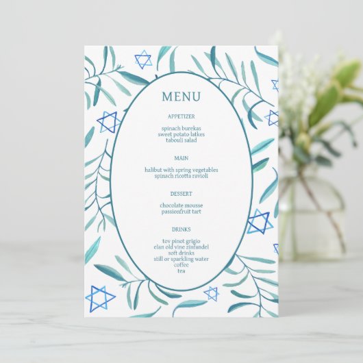 Bar Bat Mitzvah Joods Huwelijk Botanicals Op Maat Menu (Staand voorkant)